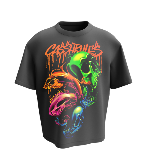 CASSHRULES MELTING SKULLS - ORANGE - T-SHIRT