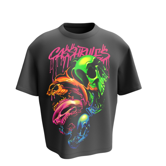 CASSHRULES MELTING SKULLS - PINK - T-SHIRT